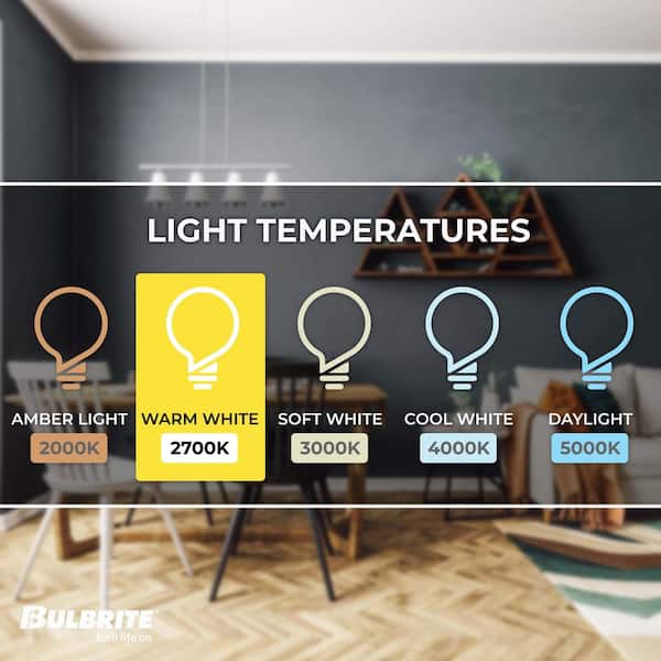 Bulbrite 75-Watt Equivalent A19 Clear Dimmable Edison LED Light Bulb Warm White (2-Pack)