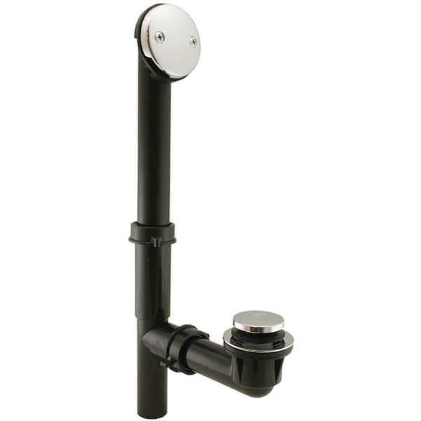 JONES STEPHENS Toe Touch 1-1/2 in. Heavy Walled ABS Tubular 2-Hole Bath Waste and Overflow Tub Drain Full Kit in Chrome Plated