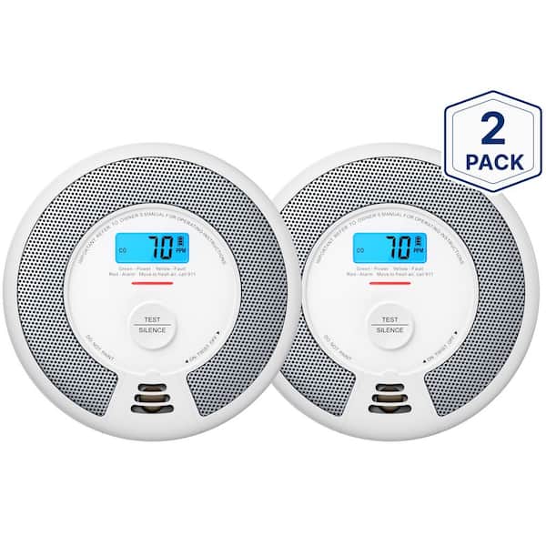 10-Year Battery Wireless Interconnected Smoke and CO Alarm with Display and LED Light 2 Pack SC07-W