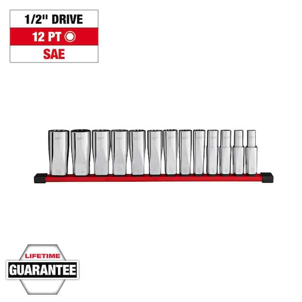 1/2 in. Drive SAE 12-Point Deep Well Socket Set (13-Piece)