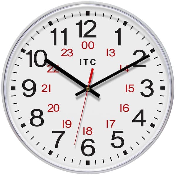 Prosaic 24-Hour ITC Business Wall Clock, Silver, 12 in.