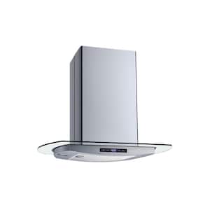 30 in. 475 CFM Convertible Island Mount Range Hood in Stainless Steel and Glass with Mesh Filter and Touch Control