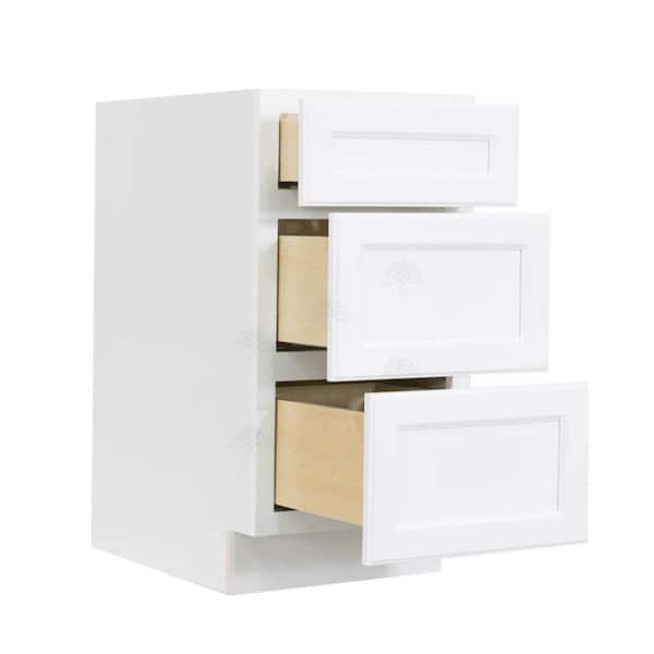 LIFEART CABINETRY LaPort Assembled 30x34.5x24 in. Base Cabinet with 3 Drawers in Classic White