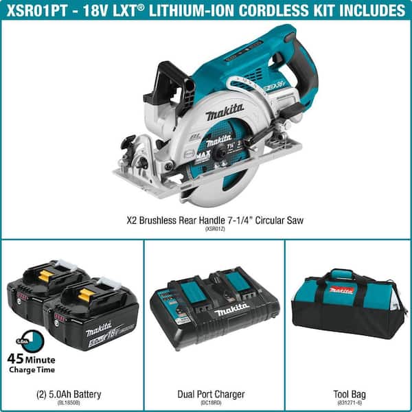 18V X2 LXT 5.0Ah (36V) Brushless Rear Handle 7-1/4 in. Circular Saw Kit w/18V LXT Brushless 1/4 in. Impact Driver