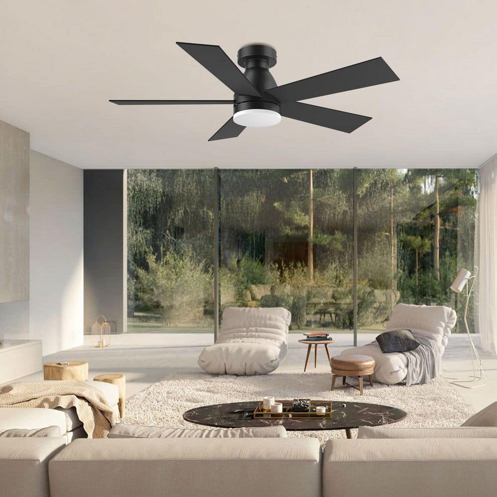 42 in. Smart Outdoor Indoor Black Flush Mount Ceiling Fan with Lights Remote/APP/Voice Control, Quiet DC Motor, 6-Speeds price history on PriceWatchPro