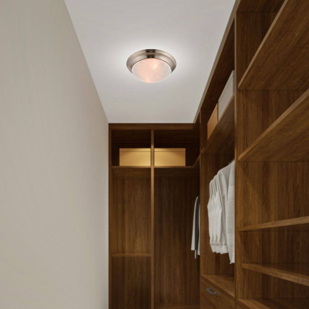 Coronado 14" Brushed Nickel Dome Ceiling Light with White Alabaster Glass