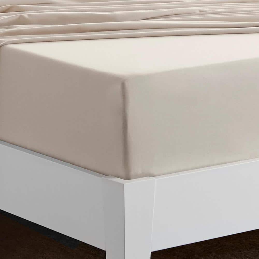 Medium Beige Full Size Polyester Microfiber Bed Sheet Set