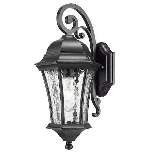 Waverly Collection 1-Light Matte Black Outdoor Wall Lantern Sconce