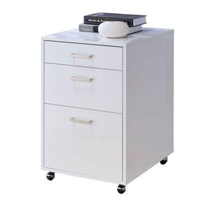 Modish White 3-Drawer Wooden File Cabinet 18 in. L x 22 in. W x 28 in. H