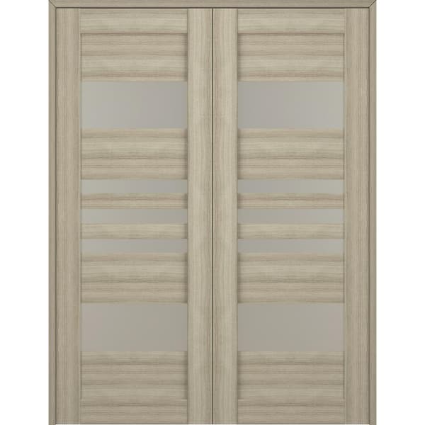 Belldinni Leti 72 in. x 80 in. Both Active 5-Lite Frosted Glass Shambor Finished Wood Composite Double Prehung French Door