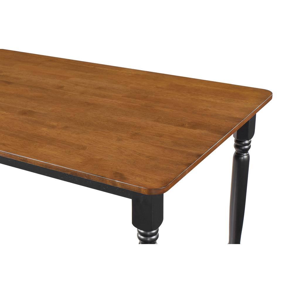 Hollyoak Farmhouse Rectangular Walnut and Black Wood Dining Table