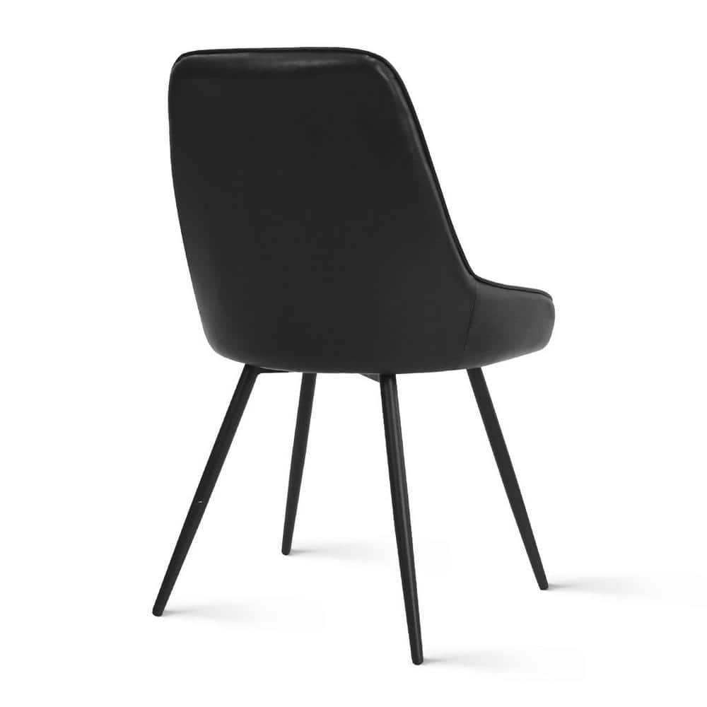 Boston Black Faux Leather Upholstered Side Chair Set with Metal Legs