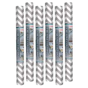 Creative Covering 18 in. x 50 ft. Texture Chevron Gray Self-Adhesive Vinyl Drawer and Shelf Liner (6 Rolls)