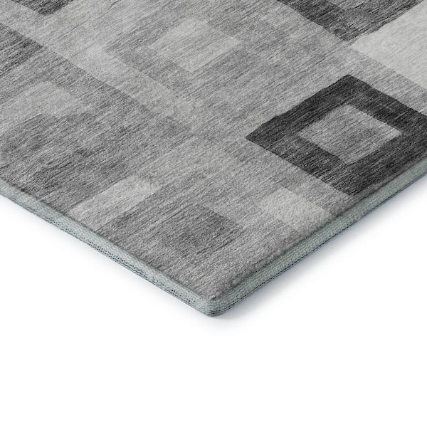 Mayfield Premium Machine Washable Abstract AMF1142 Gray 9 ft. x 12 ft. Area Rug