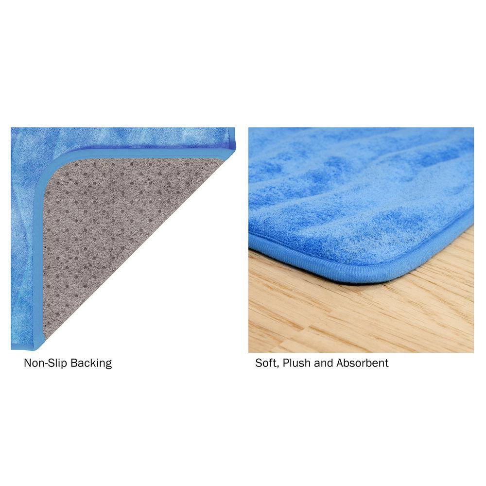 Blue 24x60 Memory Foam Non-Slip Bath Rug