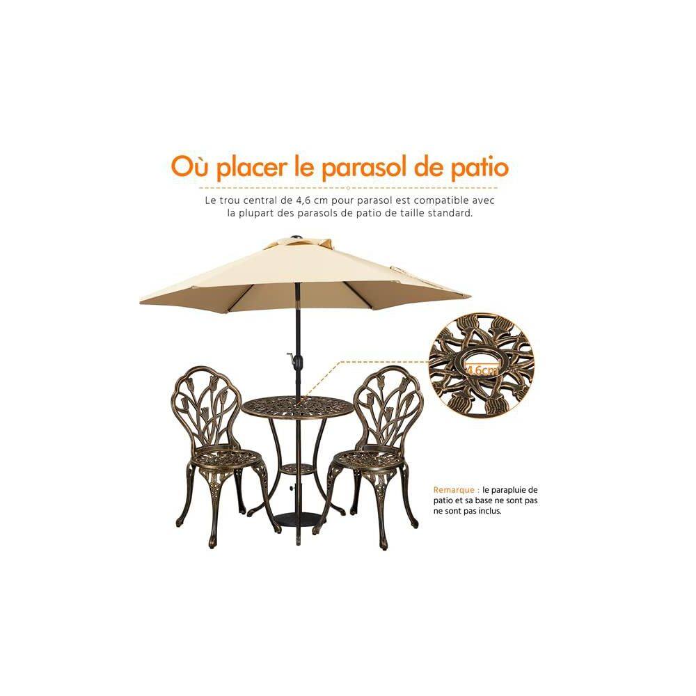 Copper Cast Aluminum 3-Piece Patio Bistro Set with Tulip Design