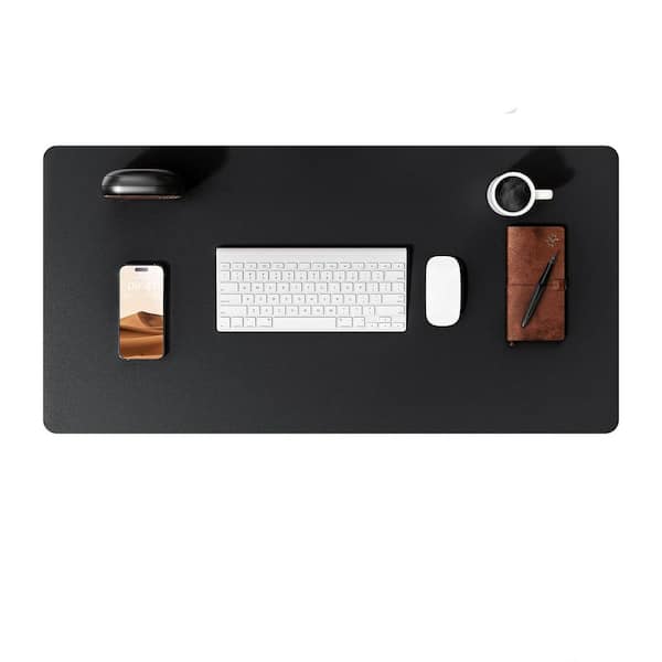 OBJLGEV Large Non-Slip PU Leather Desk Protector Mat Waterproof Writing Pad and Mouse Pad Black 23.6 x 13.8