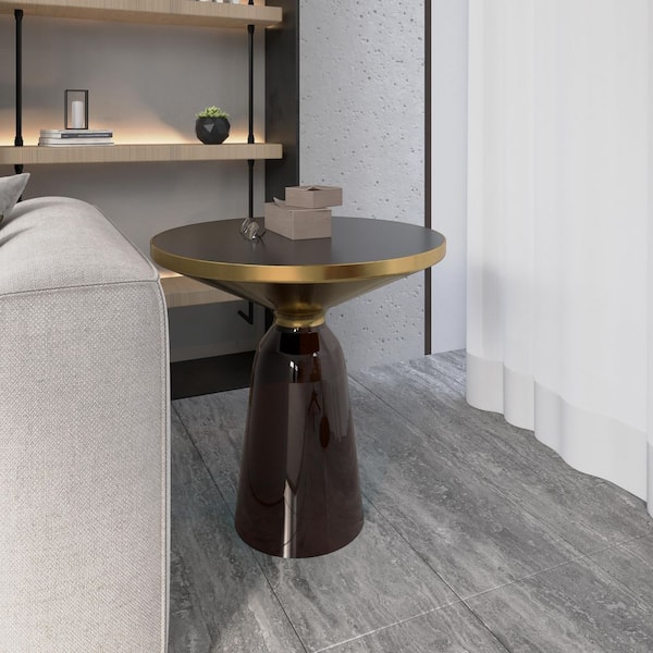 Mod Black Marble Antiqued Nickel Side Table Mod Black Marble Antiqued Nickel Side Table