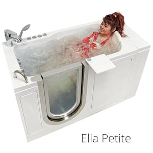 Petite 52 in. x 28 in. Walk-In Whirlpool and Air Bath Bathtub in White, 2 Piece Fast Fill Faucet, LHS 2 in. Dual Drain