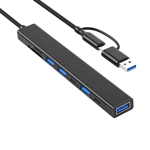 Lukyamzn 8 in 1 USB C Hub USB 3.0 with SD Memory Card Reader USB-C USB-A Adapter for Laptop MacBook iPad Pro Aluminum