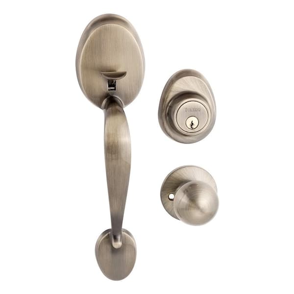 TOLEDO Oviedo Single Cylinder Antique Brass Door Handleset