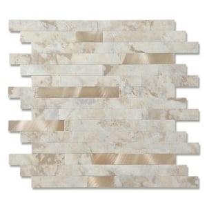 Marble Collection Ecru 12 in. x 12 in. PVC Peel and Stick Tile (10 sq. ft. /10-Pack)