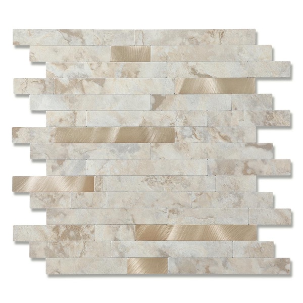 Yipscazo Marble Collection Ecru 12 in. x 12 in. PVC Peel and Stick Tile (10 sq. ft. /10-Pack)