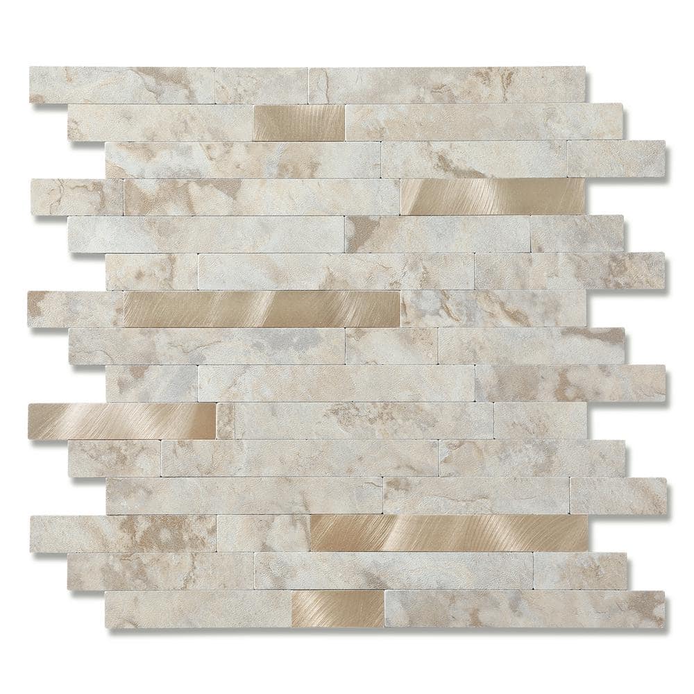 Yipscazo Marble Collection Ecru 12 in. x 12 in. PVC Peel and Stick Tile (5  sq. ft./5-Sheets) KL007-hd-us - The Home Depot