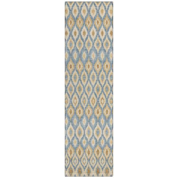 Chantille Machine Washable Indoor/Outdoor Abstract ACN3122 Denim 2 ft. x 7 ft. Runner Rug