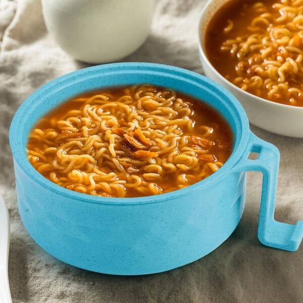 Lynzavix Microwave Ramen Cooker Set 33 oz. Sky Blue Wheat Straw