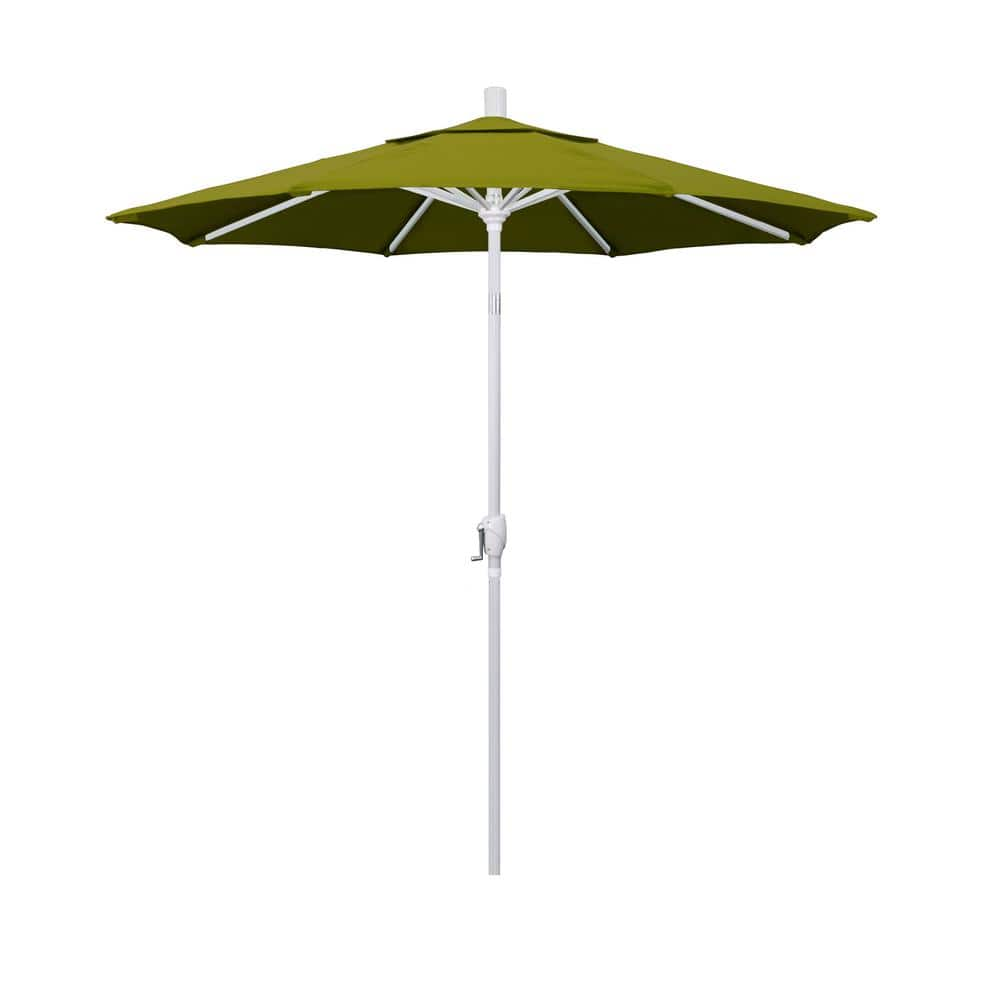 California Umbrella 7.5 ft. Matte White Aluminum Market Push Tilt Patio Umbrella in Ginkgo Pacifica