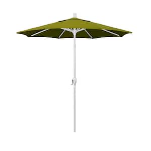 7.5 ft. Matte White Aluminum Market Push Tilt Patio Umbrella in Ginkgo Pacifica