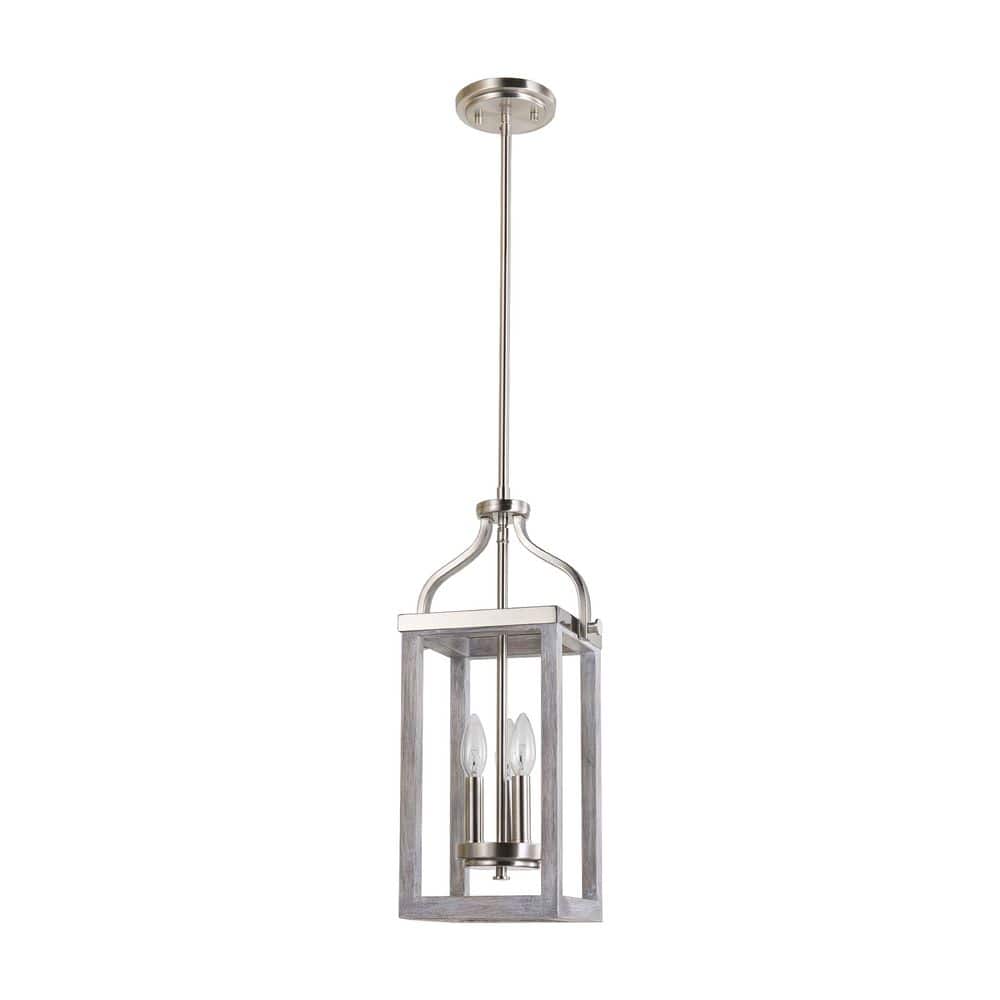 Westbury 3-Light Brushed Nickel with Grey Wood Pendant