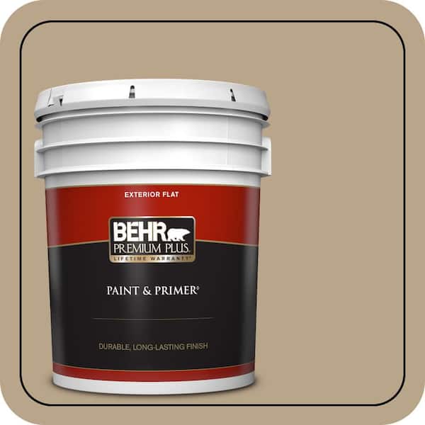 BEHR PREMIUM PLUS 5 gal. #710D-4 Harvest Brown Flat Exterior Paint & Primer