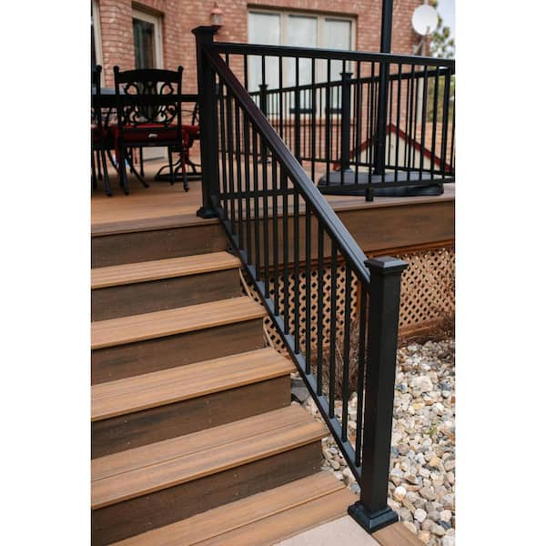 Aria Railing 36 In X 6 Ft Black Powder Coated Aluminum Preassembled Deck Stair Railing As152306b The Home Depot