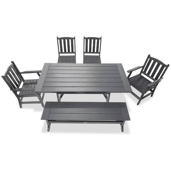 LuXeo Tuscany Gray 6-Piece Plastic Rectangle Outdoor Dining Set