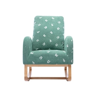 Green Polyester Modern Rocking Chair with Side Pocket