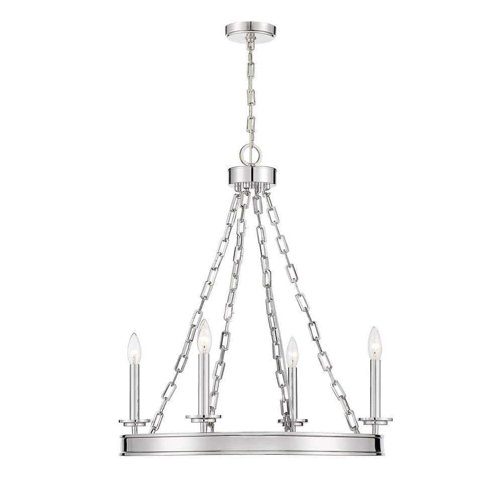 Seville Polished Nickel 25" Crystal 4-Light Chandelier