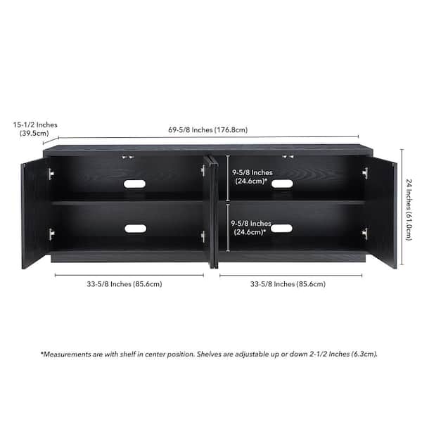 Hanson Rectangular Black Grain TV Stand for TV's Up To 75 in.
