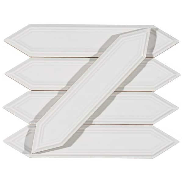 Concerto-Malorum Truva Glossy 2 in. x 8 in. Ceramic Beveled Picket Wall Tile Sample
