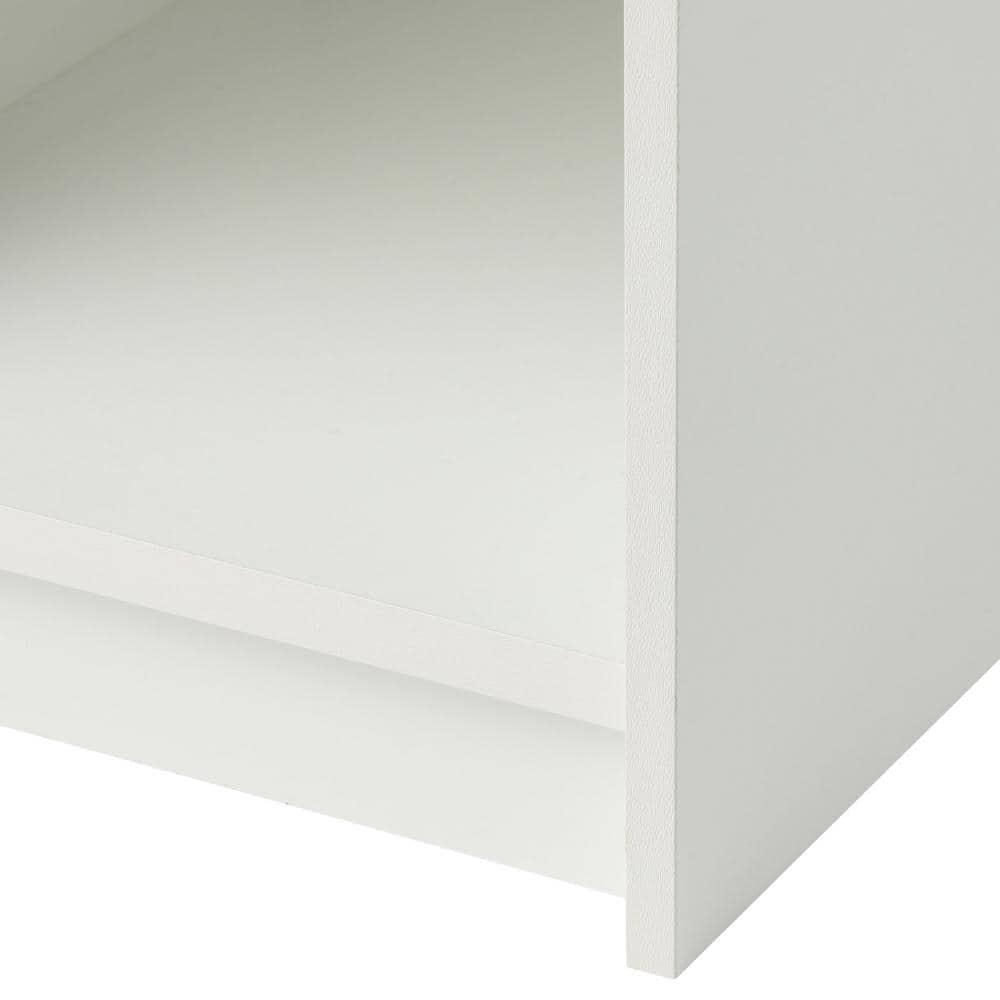 Bright White Laminate Wood Dual-Cube Storage Bench for Kids