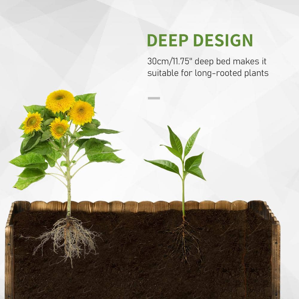 Natural Wood Outdoor Raised Garden Bed Planter Box