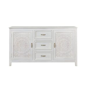 Chennai 3-Drawer White Dresser (63 in. W x 35 in. H)