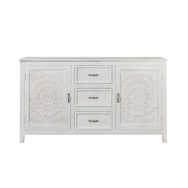 Chennai 3-Drawer White Dresser (63 in. W x 35 in. H)