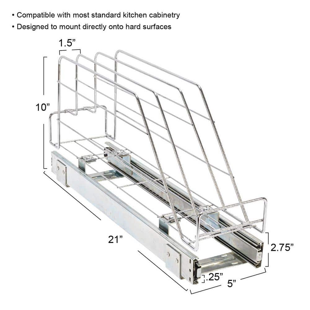 Chrome-Plated Steel Pull-Out Storage Organizer for Cookware