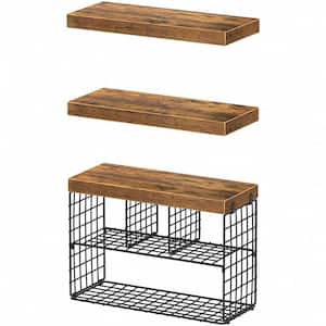 16.5 in. W x 6 in. D White Bathroom Shelf Over Toilet, Decorative Wall ...