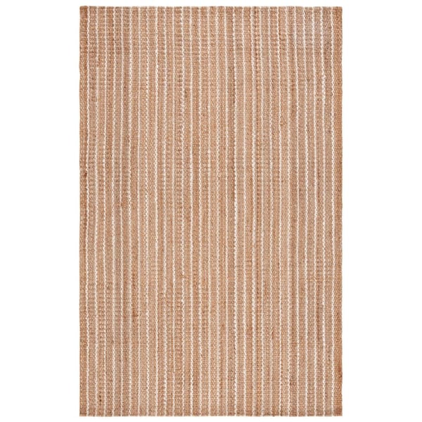 Natural Fiber Beige/Ivory 8 ft. x 10 ft. Woven Striped Area Rug
