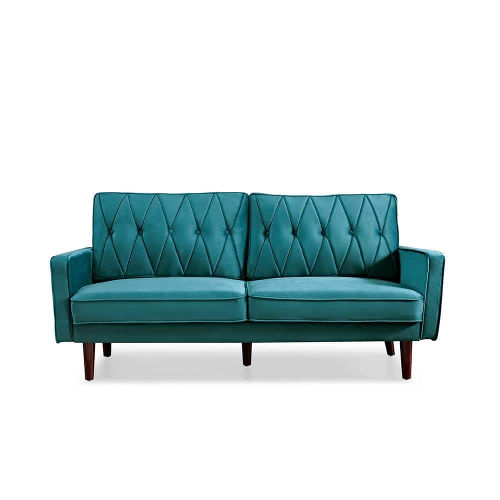 Feemster 69.3 in. Wide Square Arm Velvet Straight 3-Seater Sofa in Blue-Green price history on PriceWatchPro