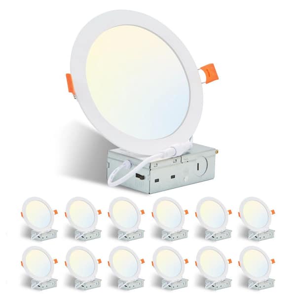 Modern Adjustable White Dimmable Color 12-Watt Equivalent Housing Required Integrated LED Recessed Lighting Kit 12-Pack