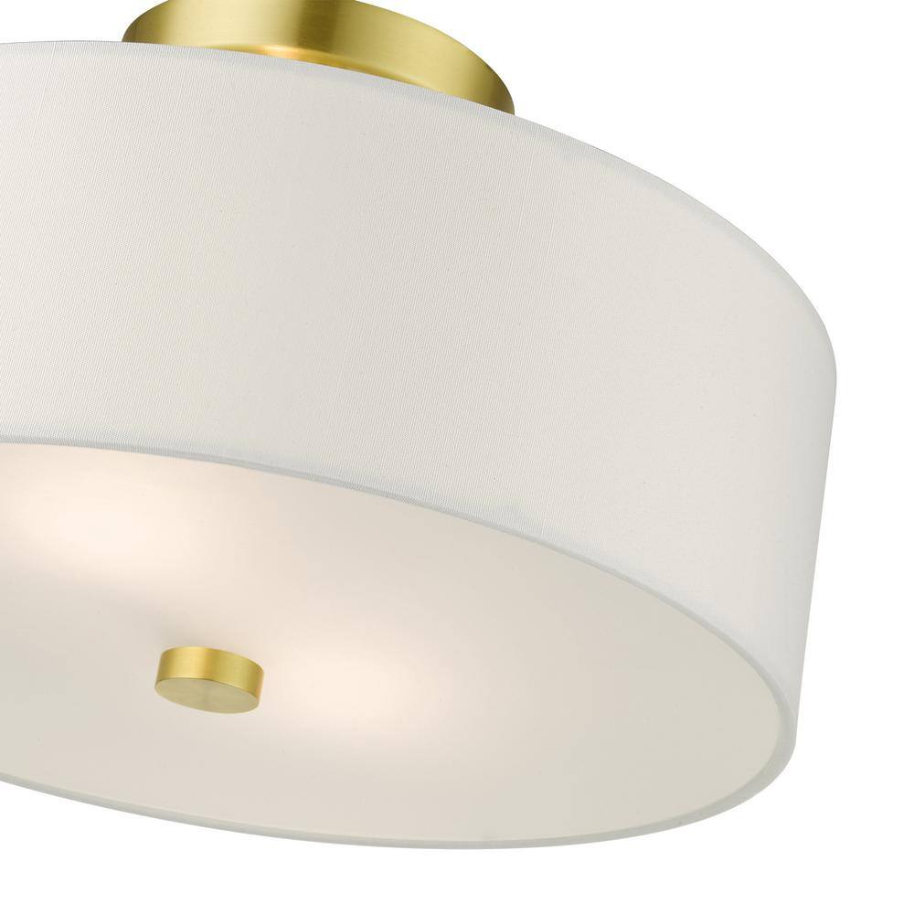 Meridian Satin Brass 2-Light LED Drum Semi-Flush Mount